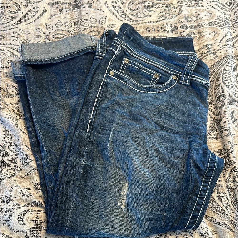 Buckle BKE Culture Medium Wash Capri Cuffed Denim